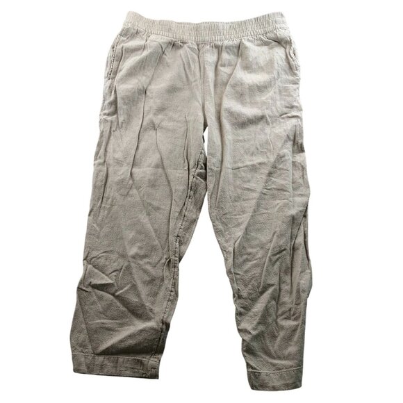 Old Navy Women's Linen Blend Pants Large High-Rise Straight Leg Pull On - Picture 1 of 11